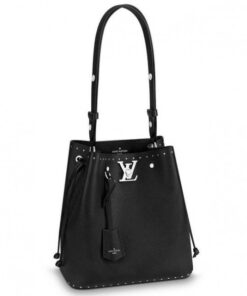 Replica Louis Vuitton Black Lockme Bucket Bag M43878 BLV749