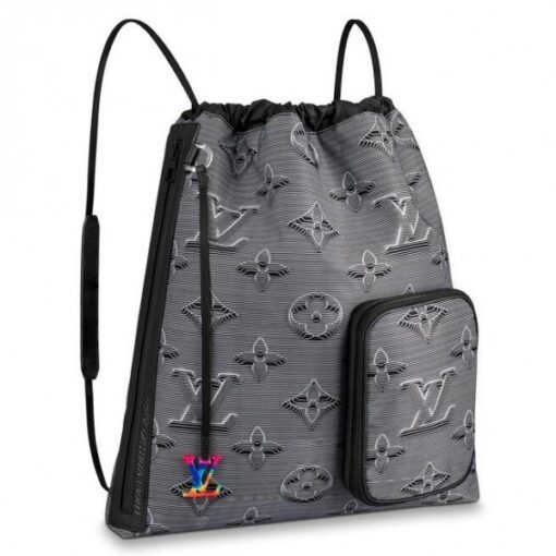 Replica Louis Vuitton Drawstring Backpack Monogram Gray-black M44940 BLV885