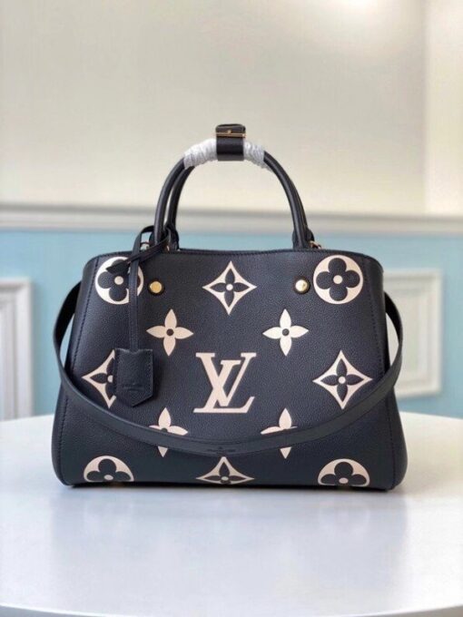 Replica Louis Vuitton Montaigne MM Bag In Black Leather M45499 BLV671 2