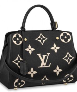 Replica Louis Vuitton Montaigne MM Bag In Black Leather M45499 BLV671