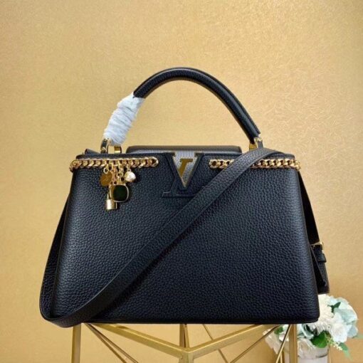 Replica Louis Vuitton Black Capucines PM Bag With Chain M52963 BLV838 2