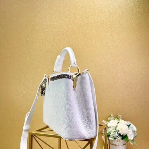 Replica Louis Vuitton White Capucines PM Bag With Chain M53245 BLV822 4