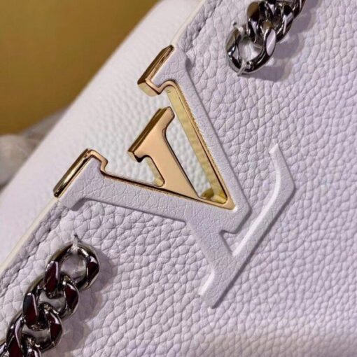 Replica Louis Vuitton White Capucines PM Bag With Chain M53245 BLV822 7