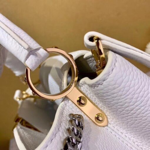Replica Louis Vuitton White Capucines PM Bag With Chain M53245 BLV822 9