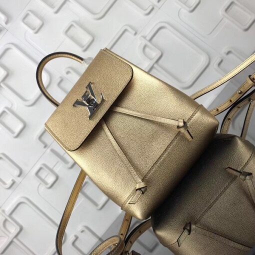 Replica Louis Vuitton Gold Lockme Mini Backpack M54575 BLV026 2