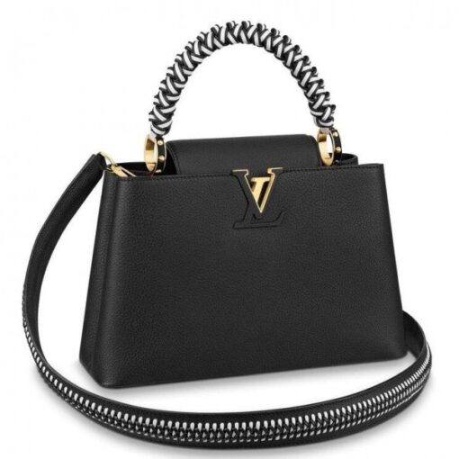 Replica Louis Vuitton Black Capucines PM Bag With Braided Handle M55083 BLV829