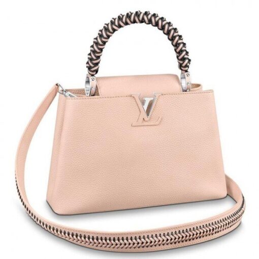 Replica Louis Vuitton Pink Capucines PM Bag With Braided Handle M55084 BLV842