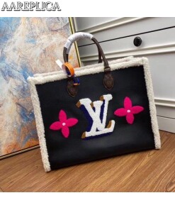 Replica Louis Vuitton Onthego GM Bag Leather Shearling M56958 BLV701 2