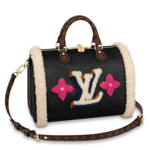 Replica Louis Vuitton Speedy Bandouliere 30 Leather Shearling M56966 BLV681