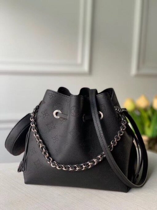Replica Louis Vuitton Bella Bag In Black Mahina Leather M57070 BLV244 2