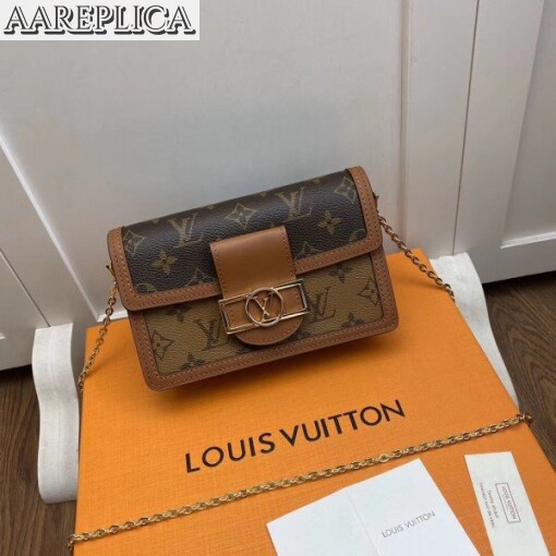 Replica Louis Vuitton Dauphine Chain Wallet Monogram Reverse M68746 BLV365 2