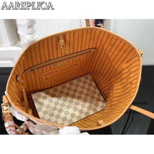 Replica Louis Vuitton Damier Azur Neverfull MM Bag With Braided Strap N50047 BLV043 8
