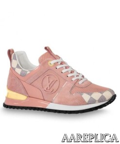 Replica Louis Vuitton Pink Run Away Sneaker Damier Azur Canvas