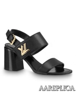 Replica Louis Vuitton Black Leather Horizon Sandal