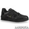 Replica Louis Vuitton LV Trainer Sneakers In Black/Grey Leather 9