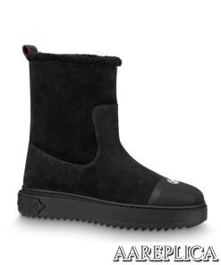 Replica Louis Vuitton Black Breezy Flat Ankle Boots