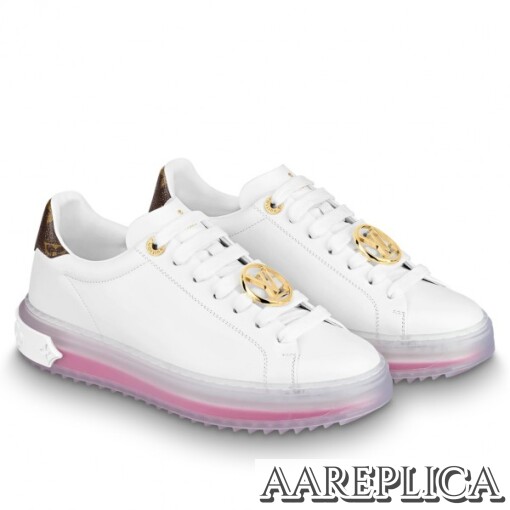Replica Louis Vuitton Time Out Sneakers With Pink Transparent Rubber