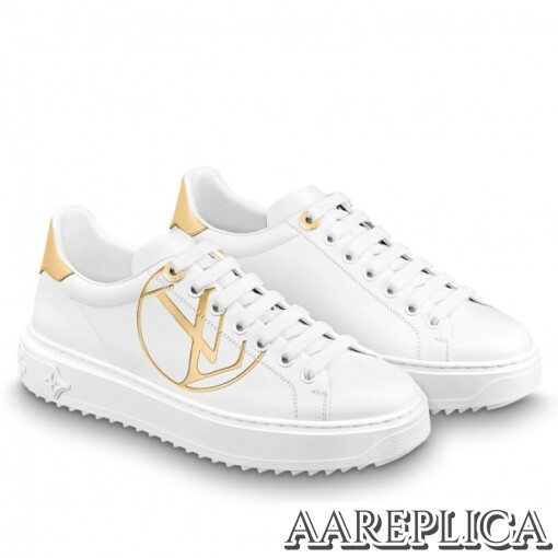 Replica Louis Vuitton White/Gold Time Out Sneakers