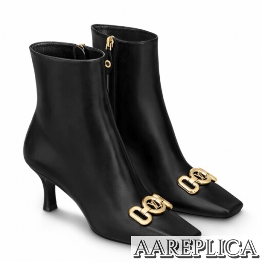 Replica Louis Vuitton Rotary Ankle Boots In Black Leather