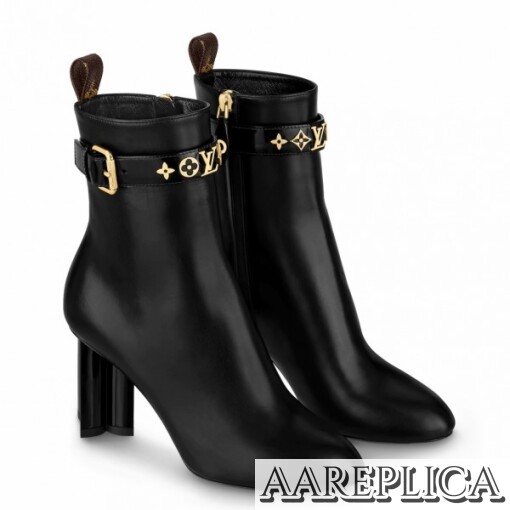 Replica Louis Vuitton Silhouette Ankle Boots In Black Leather