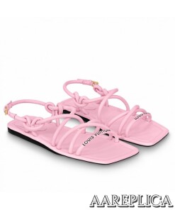 Replica Louis Vuitton Nova Flat Sandals In Pink Lambskin