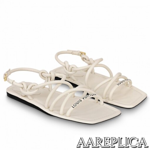 Replica Louis Vuitton Nova Flat Sandals In White Lambskin