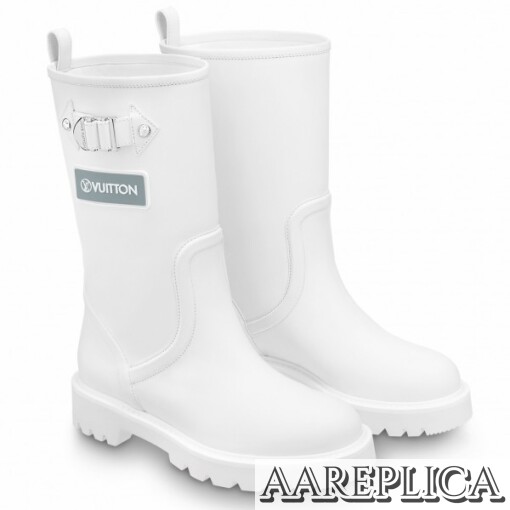 Replica Louis Vuitton Territory Flat Half Boots In White Leather