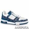 Replica Louis Vuitton LV Trainer Sneakers In Blue Denim Leather 9