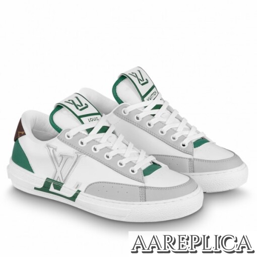 Replica Louis Vuitton Charlie Sneakers In White Leather With Vert Detail