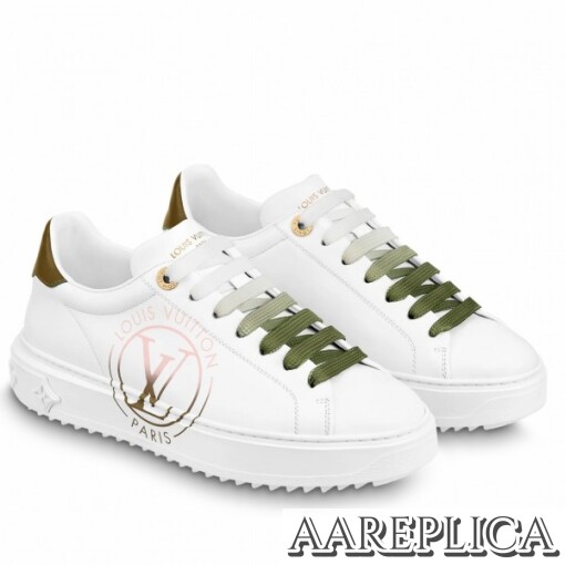 Replica Louis Vuitton Time Out Sneakers with Green Printed