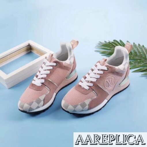 Replica Louis Vuitton Pink Run Away Sneaker Damier Azur Canvas 2