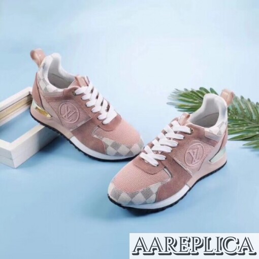 Replica Louis Vuitton Pink Run Away Sneaker Damier Azur Canvas 5