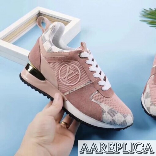 Replica Louis Vuitton Pink Run Away Sneaker Damier Azur Canvas 8