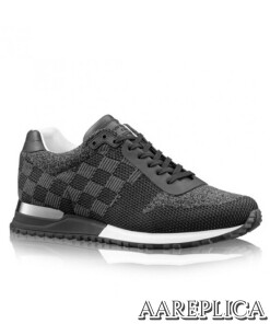 Replica Louis Vuitton Men Black Run Away Sneaker Damier