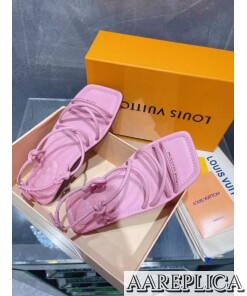 Replica Louis Vuitton Nova Flat Sandals In Pink Lambskin 2