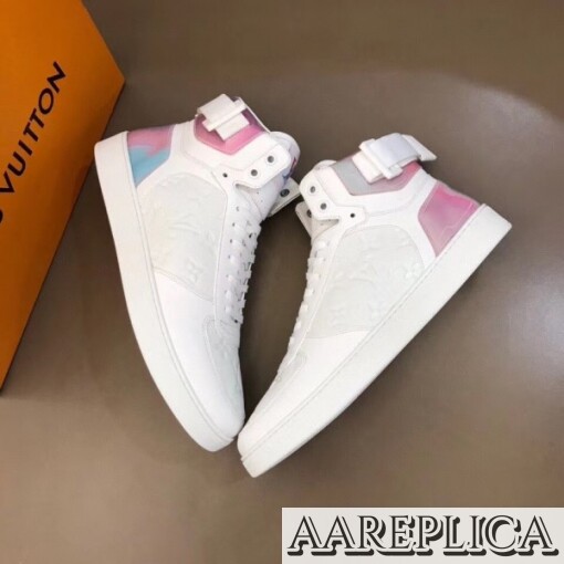 Replica Louis Vuitton Rivoli Sneaker Boots In White Monogram Leather 2