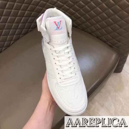 Replica Louis Vuitton Rivoli Sneaker Boots In White Monogram Leather 5