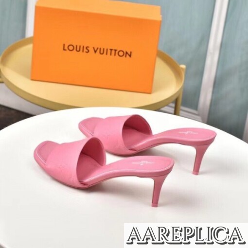 Replica Louis Vuitton Revival Mules 55mm In Pink Monogram Lambskin 4