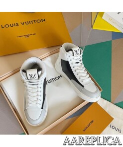 Replica Louis Vuitton White Charlie Sneaker Boots With Black Detail 2