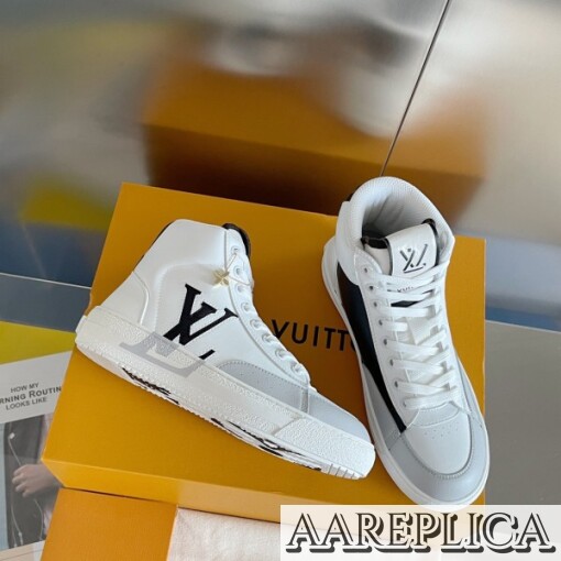 Replica Louis Vuitton White Charlie Sneaker Boots With Black Detail 4