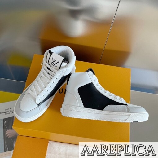 Replica Louis Vuitton White Charlie Sneaker Boots With Black Detail 6