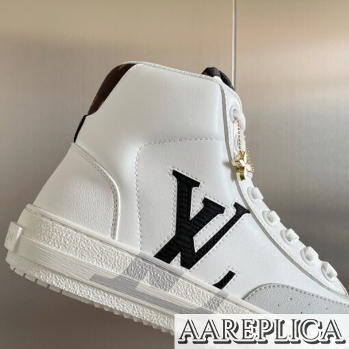 Replica Louis Vuitton White Charlie Sneaker Boots With Black Detail 7