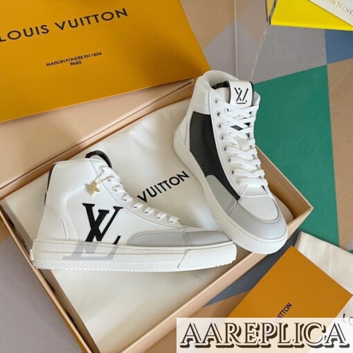 Replica Louis Vuitton White Charlie Sneaker Boots With Black Detail 8