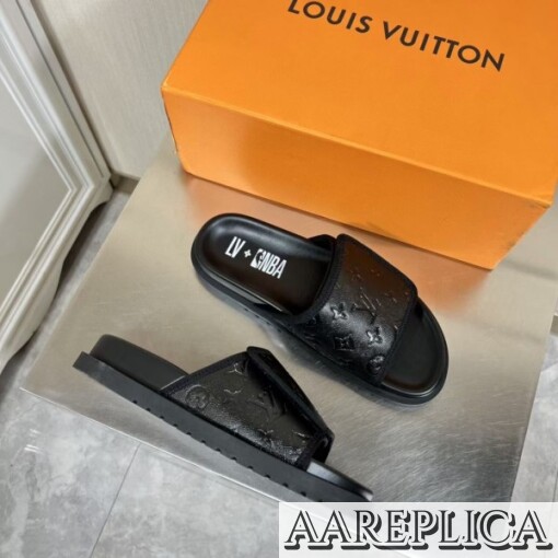 Replica Louis Vuitton LVXNBA Miami Mules In Monogram Leather 6