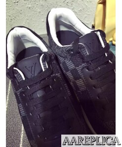 Replica Louis Vuitton Men Black Run Away Sneaker Damier 2