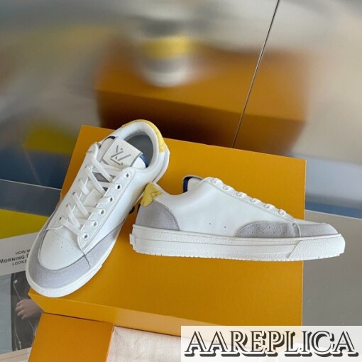 Replica Louis Vuitton Charlie Sneakers In White Leather With Blue Detail 3