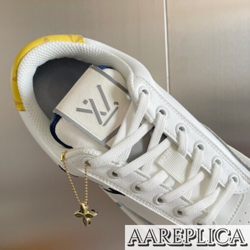 Replica Louis Vuitton Charlie Sneakers In White Leather With Blue Detail 5