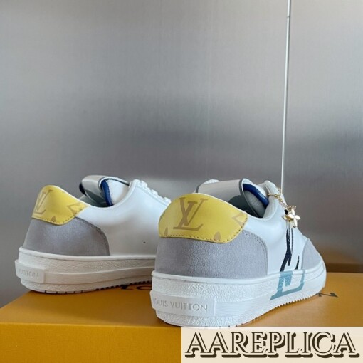 Replica Louis Vuitton Charlie Sneakers In White Leather With Blue Detail 7