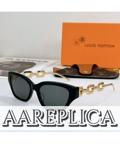 Replica Louis Vuitton Black LV Edge Sunglasses Z1473E 2
