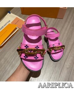 Replica Louis Vuitton Pink Paseo Flat Comfort Sandals 2